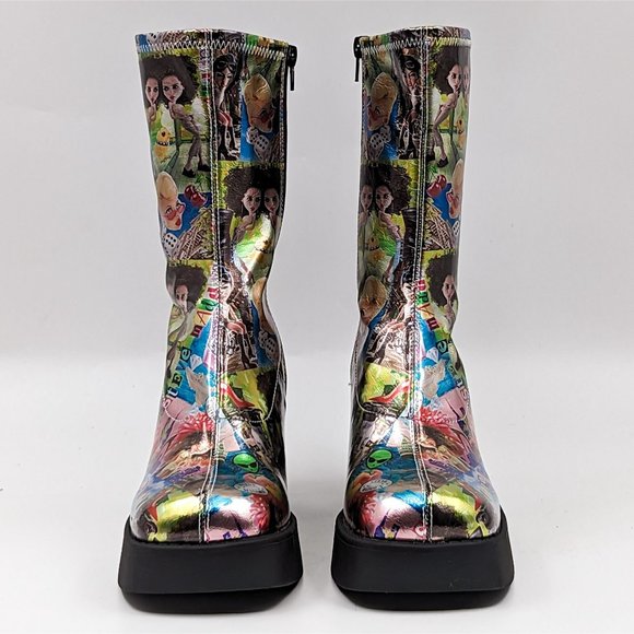 Steve Madden Women Klayton 90's Retro Dolls Chunky Heel Platform Boots Size 8 - Picture 2 of 12